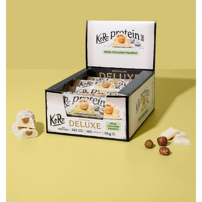 Protein bar deluxe white chocolate hazelnut 12 x 55 g