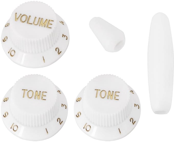 Dailygoody - Knoppen Set - Schakelaar Tip Kit - 2 Tone 1 Volume - Wit - Geschikt voor Stratocaster Gitaren - 5-delige Set