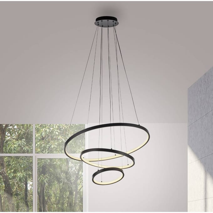 JUST LIGHT. GmbH JUST LIGHT. LED hanglamp Cerchi, zwart, 3.000 K