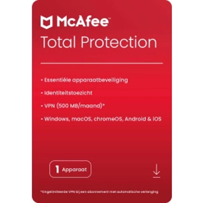 McAfee Total Protection | Beveiliging voor 1 apparaat | Windows, Mac, Android &amp; iOS
