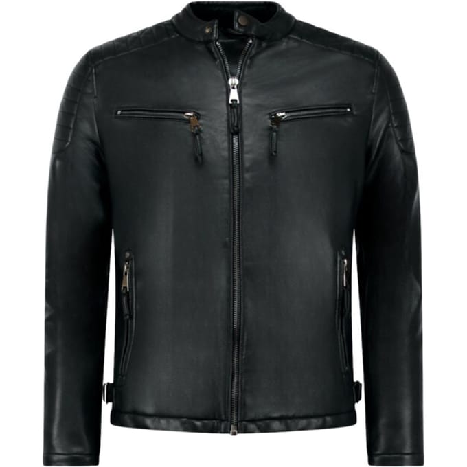 Leren Jas Heren - Biker Jack Heren - Tussenjas Heren - Heren Jas - Zwart