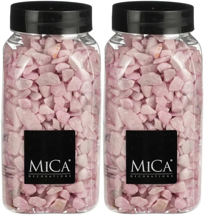 Mica Decorations decoratie steentjes - 2x - roze - 1 kilo - 650ml - hobby steentjes