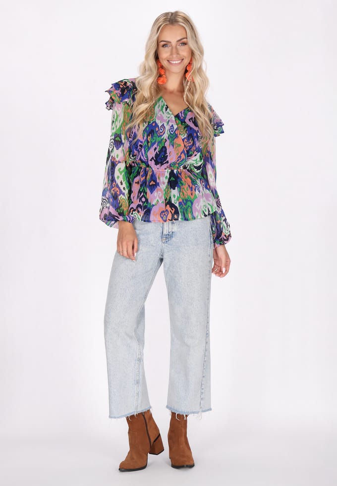 IZIA Blouse Dames Blauw Veelkleurig