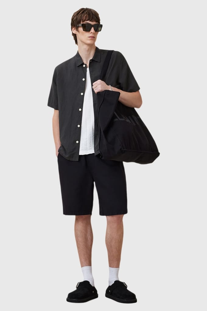 AllSaints Bandol Ss Shirt Dark Charcoal Maat: S | Casual Overhemden Outlet | Heren | Grijs