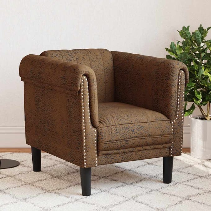 vidaXL Fauteuil kunstsuède bruin