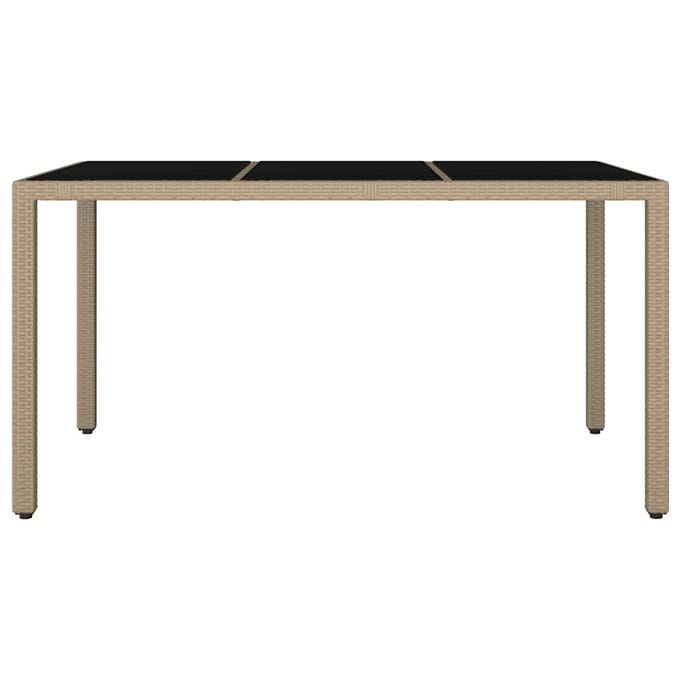 vidaXL - Tuintafel - met - glazen - blad - poly - rattan - en - gehard - glas - beige