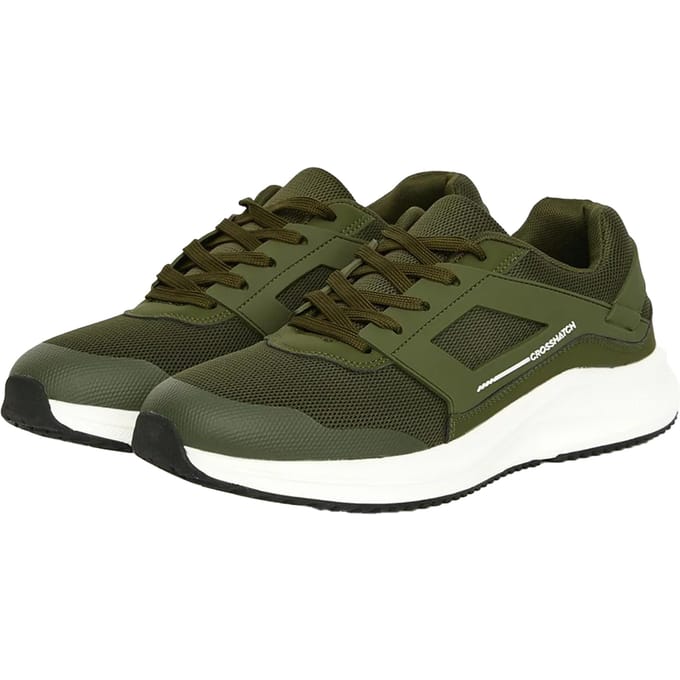 Crosshatch Heren Holywell Flyknit Sneakers (Olijf/Wit)