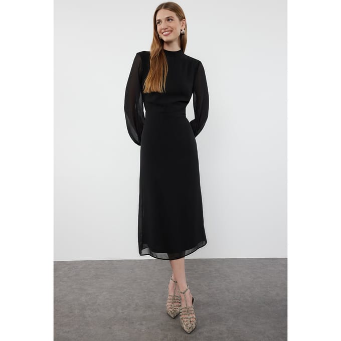 Dames midi-jurk met print, lang, geschikt voor overdag en 's avonds.