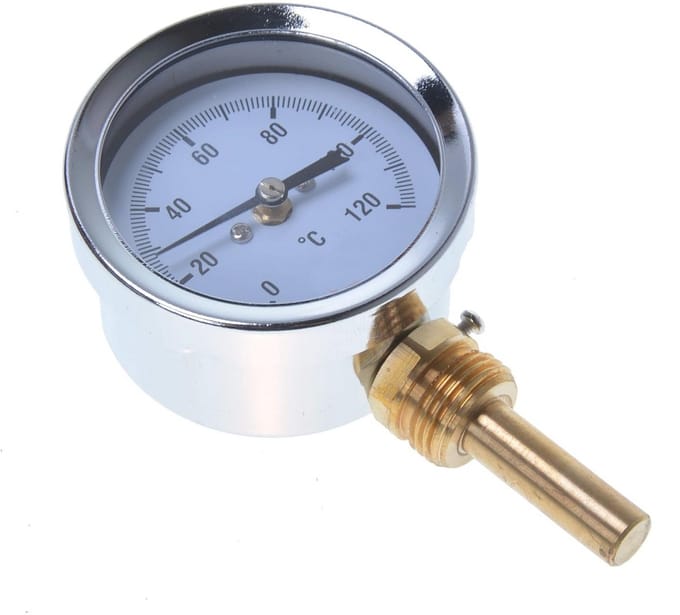 Bimetalen thermometer wijsthermometer 0 - 120 °C met dompelhuls 1/2 inch