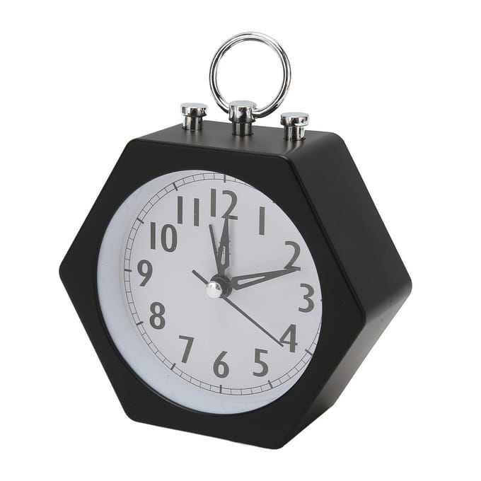 Réveil Polygon Coque en Métal Stable Silencieux Compact Réveil pour Étudiant Noir white