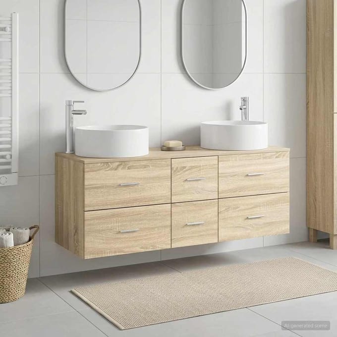 vidaXL - Badkamermeubel - Set - 3 - st - Sonoma - Eiken - 49,5 - x - 44,5 - x - 65,5 - cm