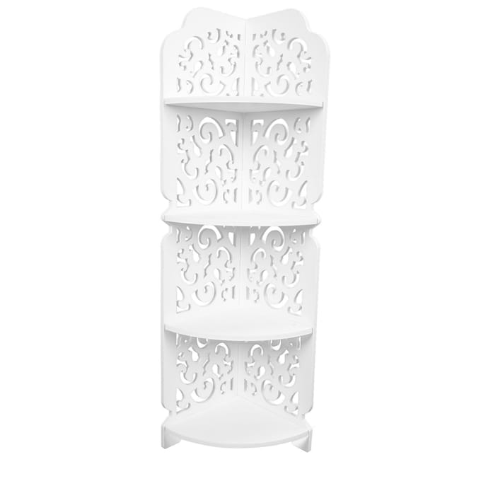 4-Laags Wandmontage Hoekplank Planken Display Gesneden Vochtbestendig Unit Badkamer white