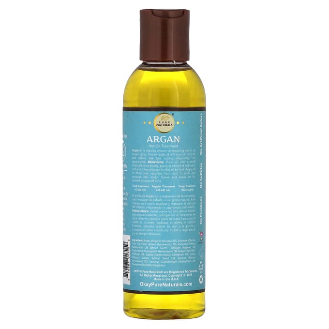 Oké Pure Naturals, Argan Hete Olie Behandeling, 6 oz (177 ml) blue