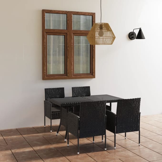 vidaXL - 5-delige - Tuinset - poly - rattan - zwart
