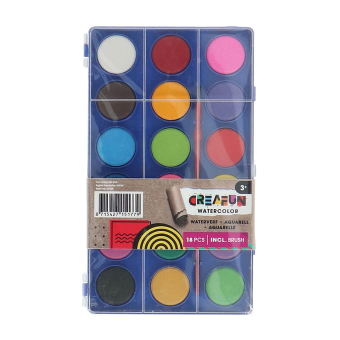 Creafun - Waterverf Tablet - 18 Kleuren en Kwast