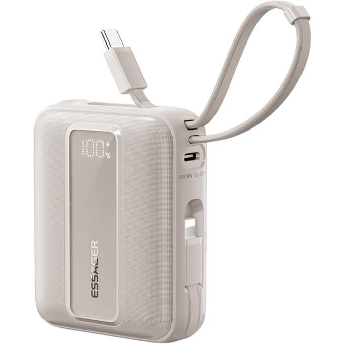 Essager Quick Charge Compact Powerbank met Kabels Titanium 10.000 mAh