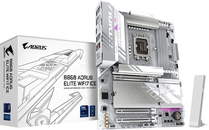 GIGABYTE B860 AORUS ELITE WIFI7 ICE Moederbord - Intel B860 - Intel LGA1851 - DDR5 RAM - ATX