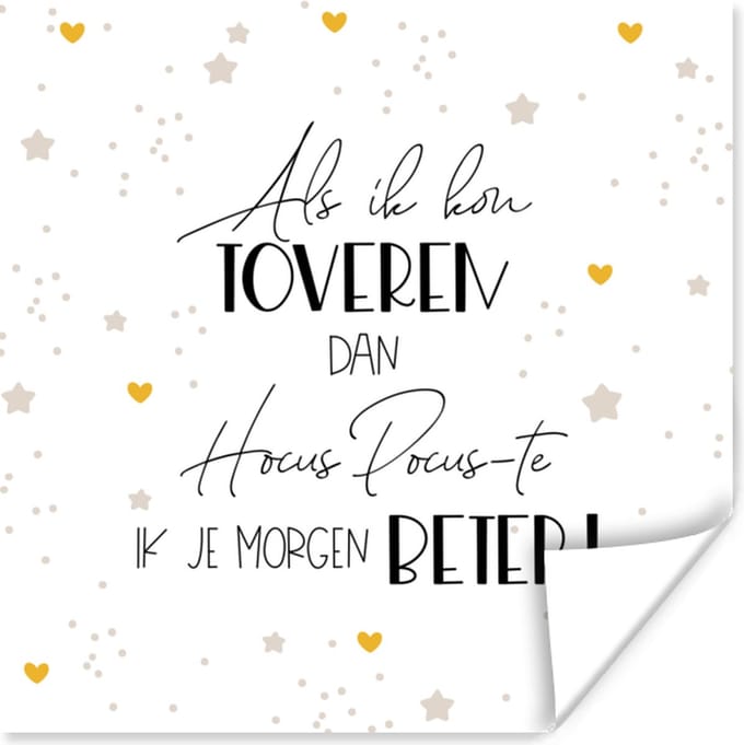 Poster Get well soon - Quote - Hart - Hocus pocus - 30x30 cm