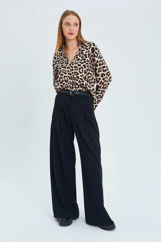 Luipaardprint Poplin Shirt