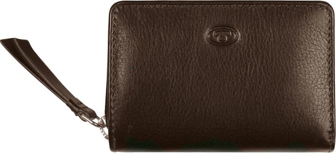 TOM TAILOR Leren Portemonnee Jemy Small Zip Wallet Dark Brown Donkerbruin