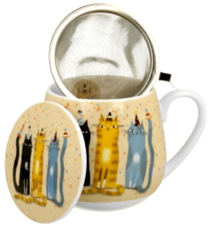 Duo Cats Party thee Set - Feestende katten - Cadeauverpakking