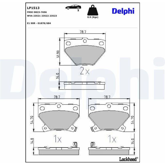 Remblokset DELPHI LP1513, achter