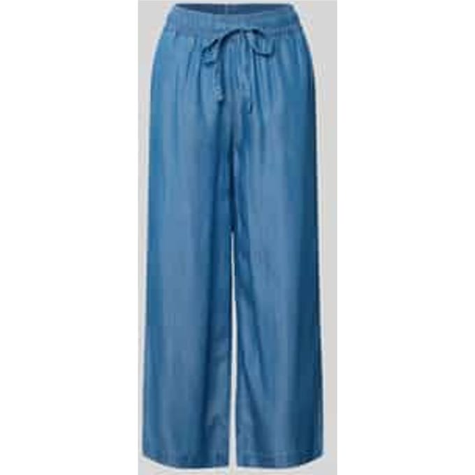 wide fit stoffen broek van puur lyocell in denimlook
