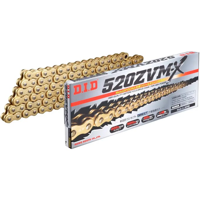 Motorfiets rolketting D.I.D 520Zvm-X(G&G) X 100 Mail. Zj