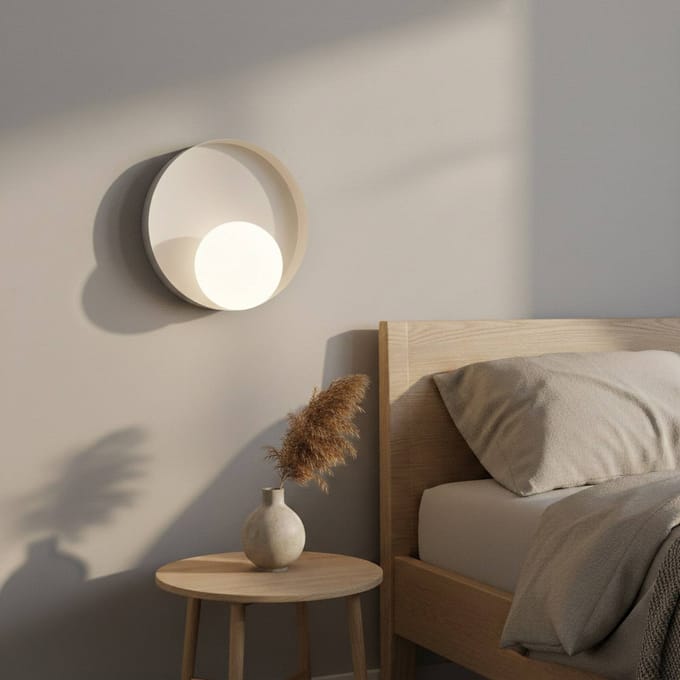 EMIBIG LIGHTING wandlamp Kido K1, beige, staal/glas, Ø 20 cm