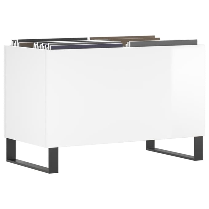 vidaXL - Platenkast - 74,5x38x48 - cm - bewerkt - hout - hoogglans - wit