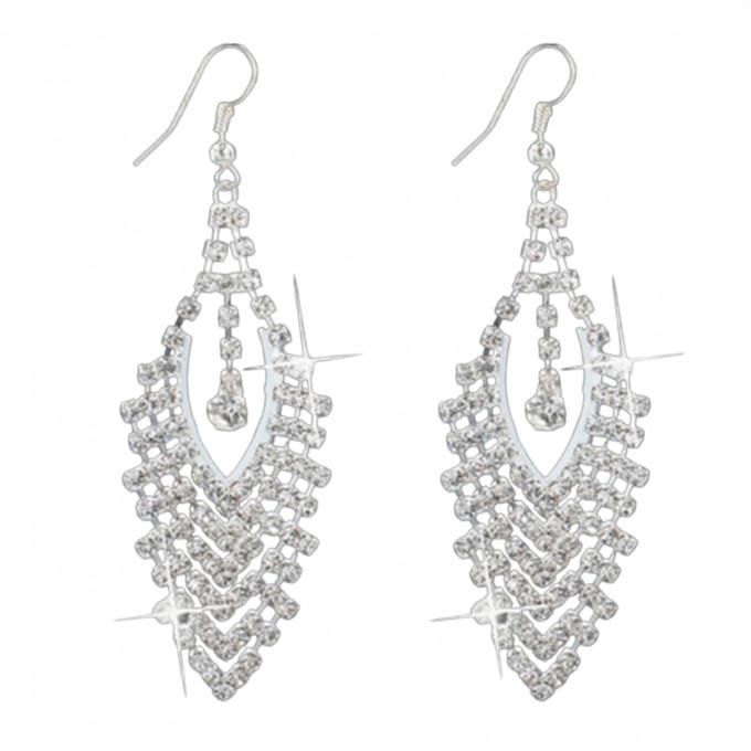 zilver Oorbellen strass wieber- Zilverkleur