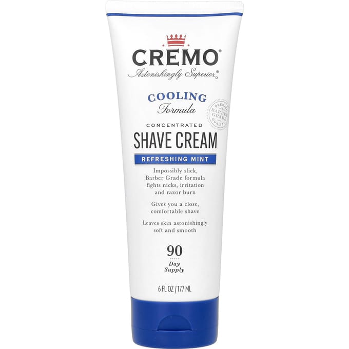 Crème à raser Cremo, menthe rafraîchissante, 6 fl oz (177 ml) white