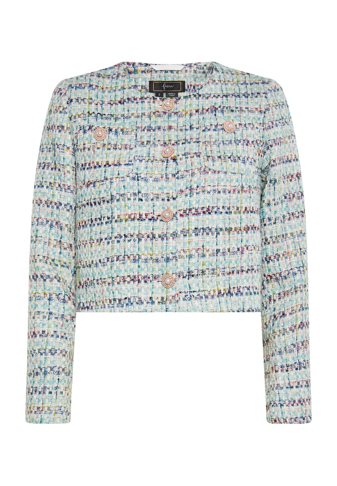 Faina Korte blazer Dames Blauw Veelkleurig