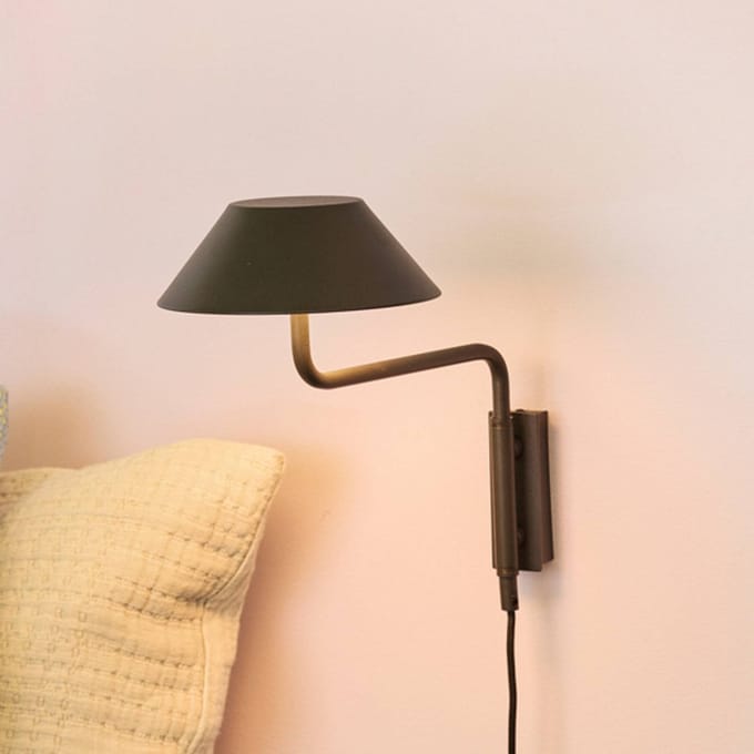 Hübsch LED wandlamp COVER, zwart, uitval 30 cm, metaal