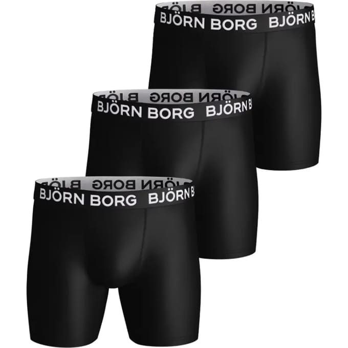 Björn Borg Performance boxers - microfiber heren boxers lange pijpen (3-pack) - zwart