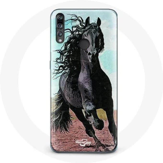 Coque - Huawei - P30 Lite - Souple - Noir - Cheval Frisonne noir