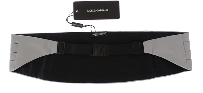 Dolce Gabbana Geplooide Zijde Grijze Cummerbund