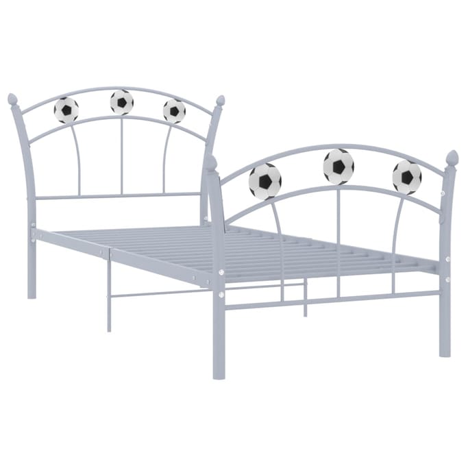 vidaXL - Bedframe - met - voetbaldesign - metaal - grijs - 90x200 - cm