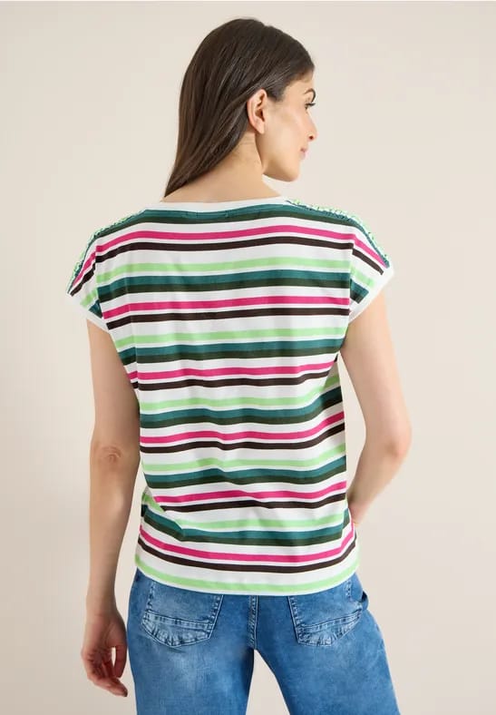 Shirt met ronde hals en rimpels