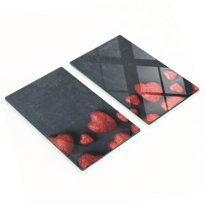 Decoratieve snijplanken van gehard glas in hartvorm, 2x30x52 cm
