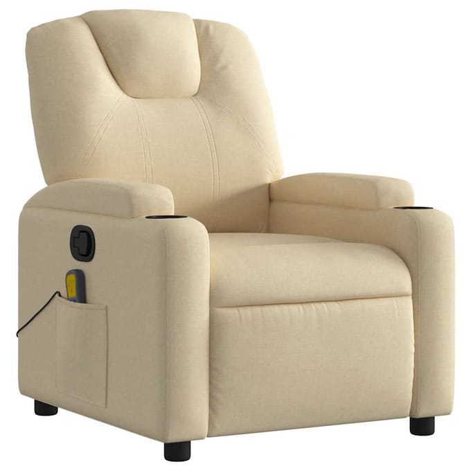 vidaXL Massagestoel Crème Stof