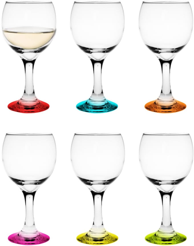 Glasmark witte wijnglazen - glas - gekleurde onderzijde - 12x stuks - 220 ml