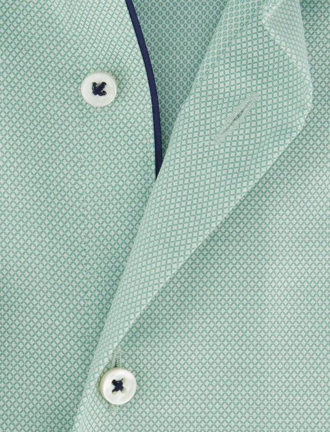 Overhemd Eterna comfort fit groen semi wide spread boord