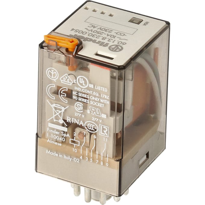Finder Industrieel Relais 3CO 10A 230VAC Met LED - 60.13.8.230.0054