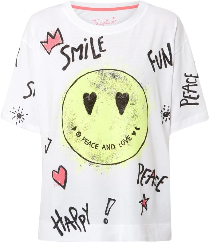 Frogbox • wit t-shirt met smiley • maat S