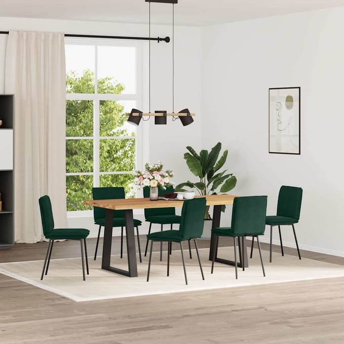 vidaXL Eetkamerstoelen 6 st fluweel donkergroen