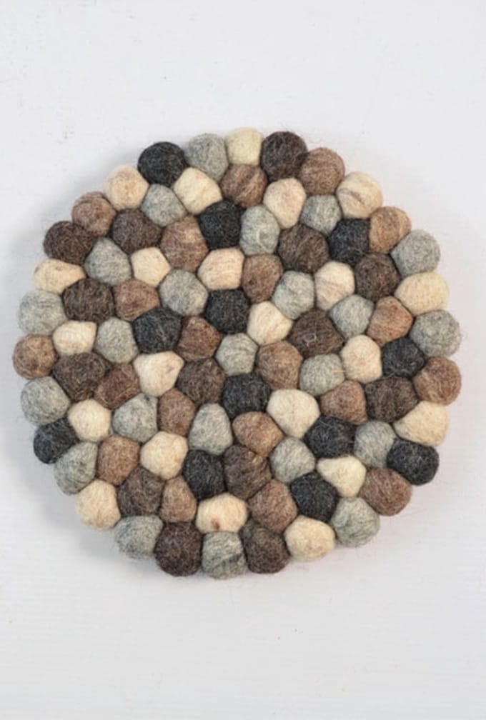 Vilten onderzetter rond  naturel grijs 20 cm