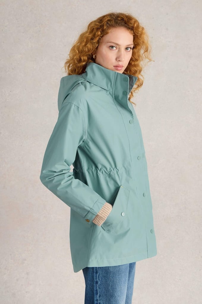 White Stuff Lexi Waterproof Coat Dusty Blue Größe: 6 REGULAR | Trench Coats Outlet | Damen | Blau