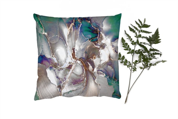 Sierkussens - Kussentjes Woonkamer - 60x60 cm - Goud - Blauw - Marmer