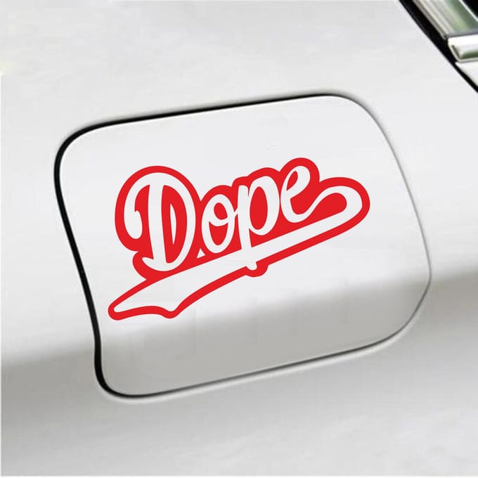 Bumpersticker - Dope - 10 X 18 - Rood